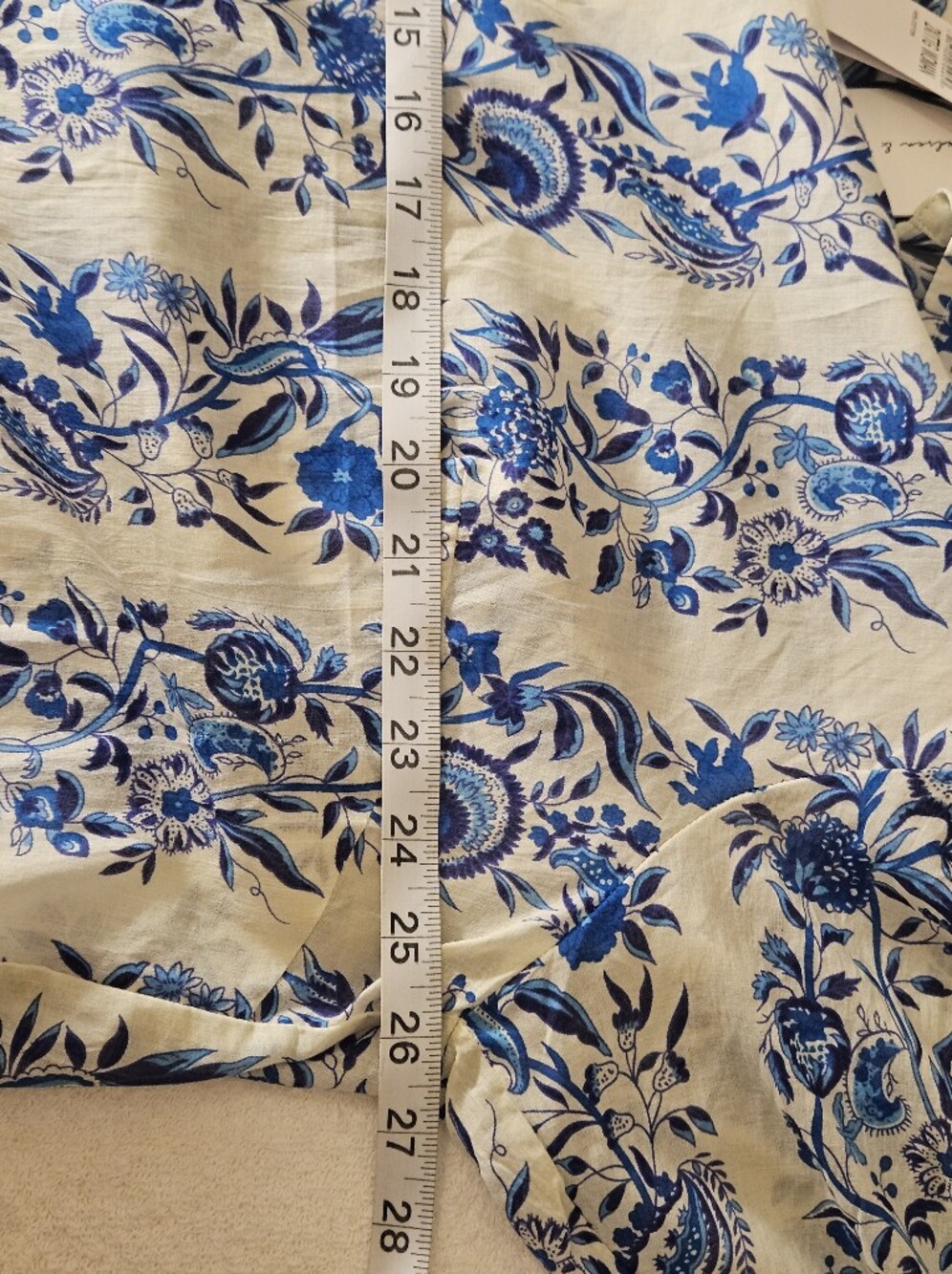 NWT Chelsea & Theodore Blue White Floral Block Print Button Front Shirt Sz 2X - Picture 6 of 11